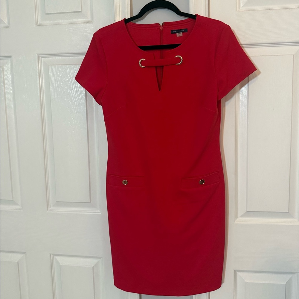 Tommy Hilfiger Red Mini Dress with Gold Accents